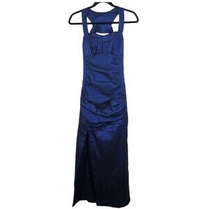 Jessica McClintock Maxi Dress 80s 90s Blue Chiffon Party Cocktail Prom Vtg 8 XS